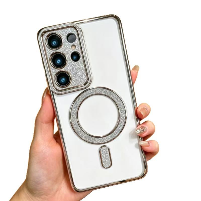 Применимо к чехлу для мобильного телефона Samsung S25ULTRA Флэш-алмаз Магнитный прозрачный гальванический чехол для телефона Galaxy S26