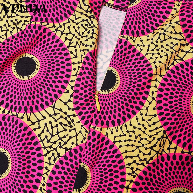 VONDA Женская мода эластичная талия принтованная свободная юбка