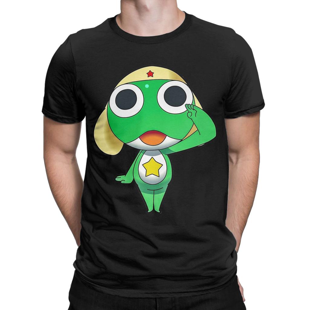 Cute Cartoon Sgt Frog Keroro TShirt for Men Women Humorous Cotton Tee Shirt Round Neck Short Sleeve T Shirt New Arrival Tops
