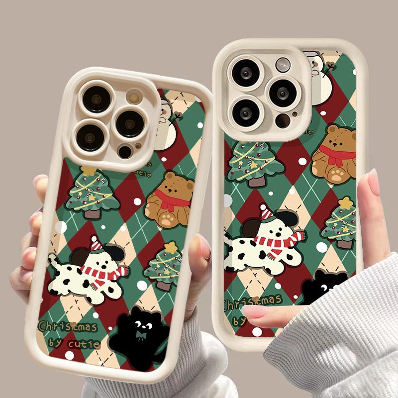 Рождественский чехол для iPhone 11 13 12 14 15 16 Pro Max XR XS Samsung A15 A55 A05 Redmi 12 13C OPPO A16 A18 A60 Reno 11 Vivo Y17S Y12 infinix note