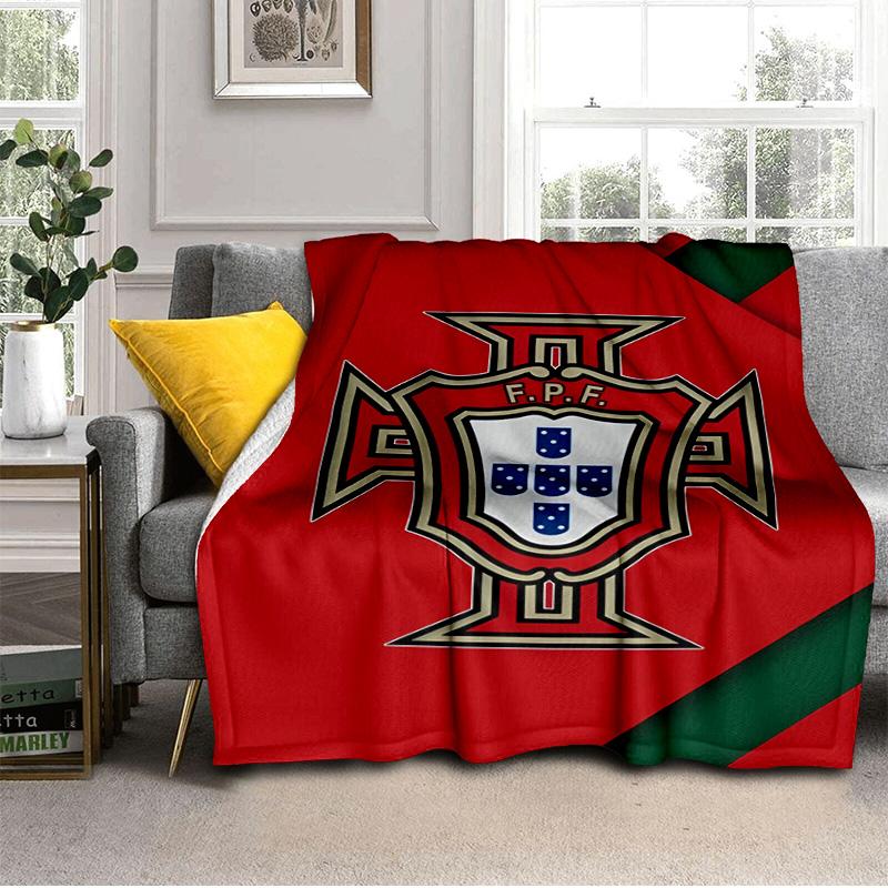 Portuguese Football Federation Crest Blanket Suitable for Sofas, Beds, Offices, And Camping - Perfect Gift for Halloween Christmas