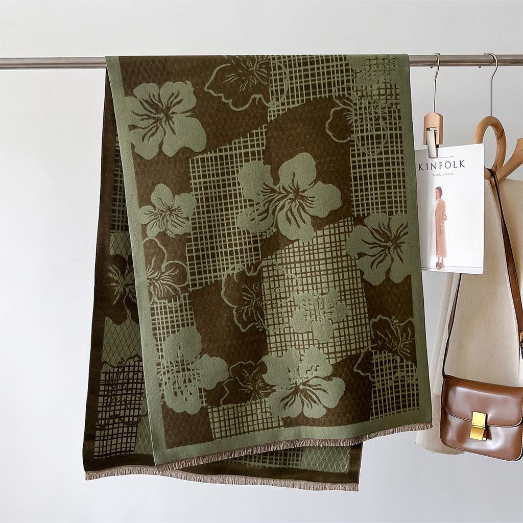 Клетчатый цветочный шарф кашемировые зимние шали и палантины женские толстые теплые Bufanda Mujer пончо палантины пашмина