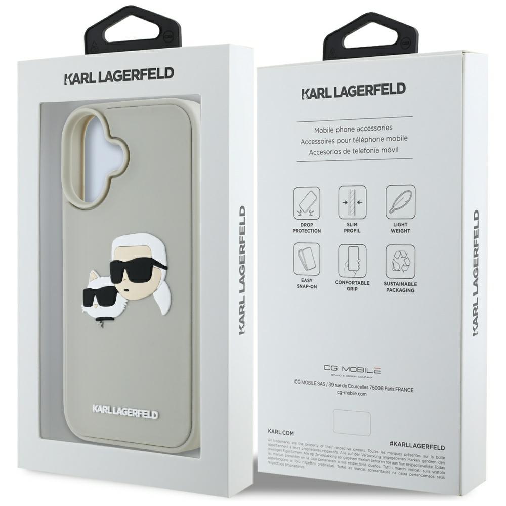 Karl Lagerfeld HC 3D Rubber DoubleHeads Case for iPhone 16 Beige