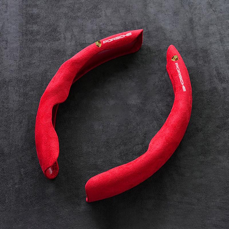 2 шт. Замшевая накладка на руль автомобиля, противоскользящая защитная оболочка для Porsche 911 Cayenne Carrera-GT 928 Panamera Boxster Macan 918
