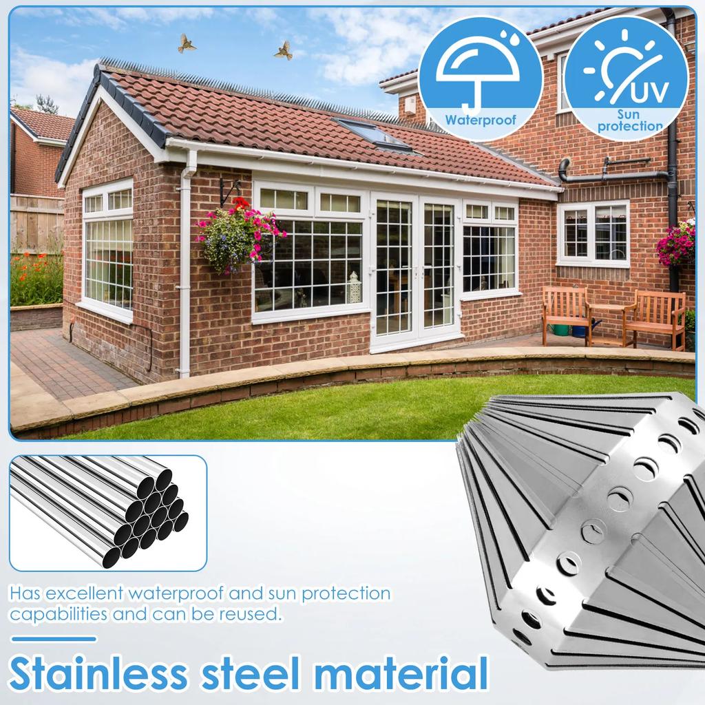 2/4 M Bird Spikes Stainless Steel Pigeon Repeller Set Garden Fence Spikes Anti-Theft Catcher Repeller for Roof Windowsills Barns