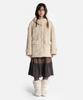 JIDOTEU Boucle Fur High Neck Hooded Coat Beige