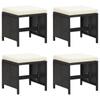 Day and Night - Day and Night Garden Stools 4 Units and Black Synthetic Rattan Cushions