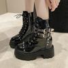 Женские модные ботинки на толстой подошве 2024 Новые осенне-зимние дизайнерские готические ботильоны на высоком каблуке, мотоциклетные ботинки