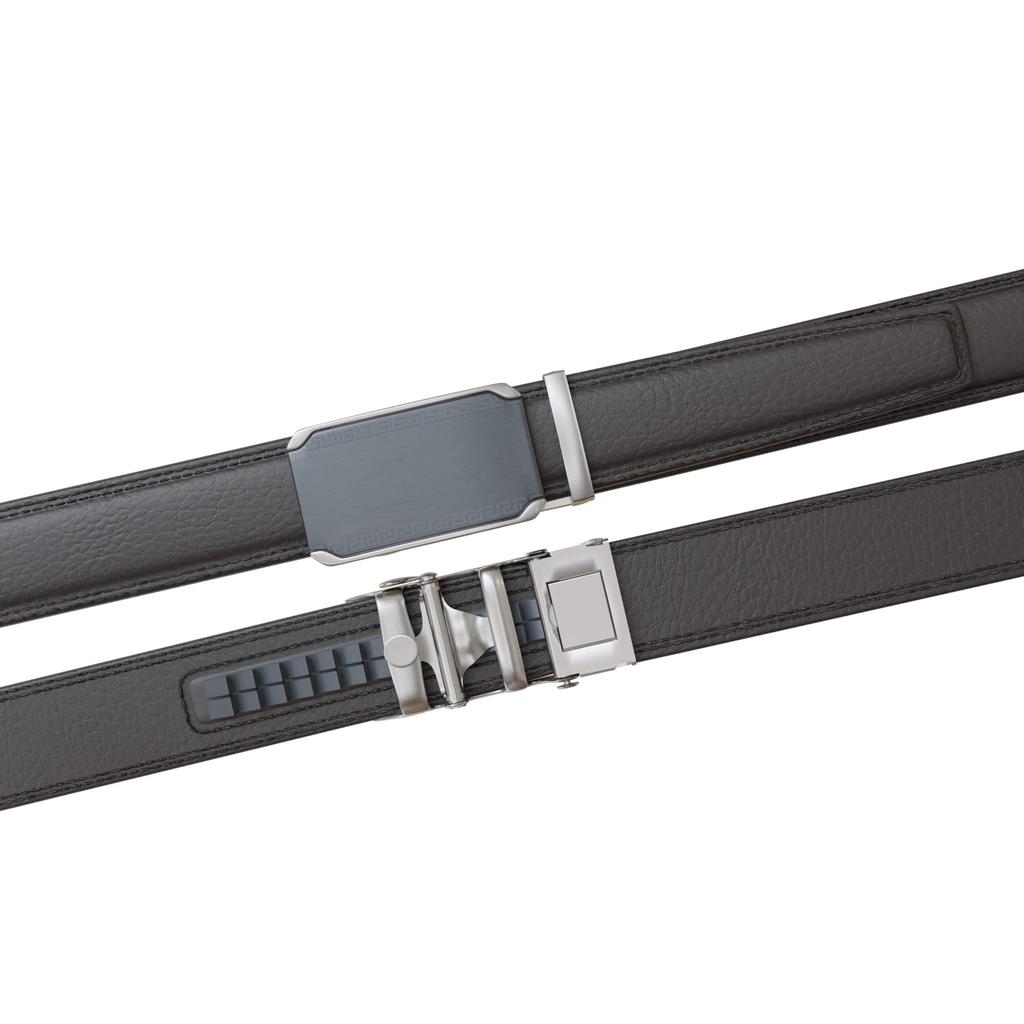 Большие размеры Мужской кожаный автоматический ремень укорачиваемый 160см Черный