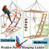 Wooden Parrot Bird Hanging Ladder Swing Bridge Climb Pet Chewing Toy Bells for Small Parrots Parakeets Cockatiels