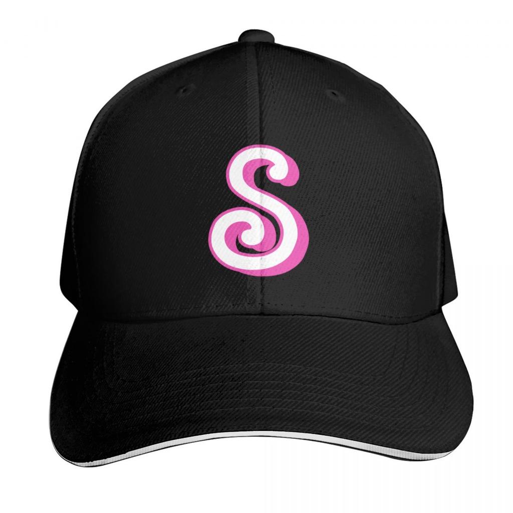 Bubble Pink Letter S Monogram Initial Alphabet Baseball Cap Men Women Casual Summer Sport Sun Cap