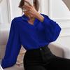 Women Blouse Spring Elegant Solid Color Lapel Long Sleeve Single Row Button Loose Women Tops