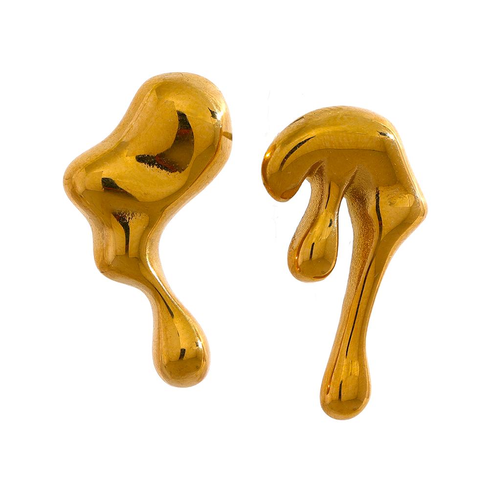 Eetit Серьги-гвоздики из нержавеющей стали с асимметрией и геометрическим рисунком, массивные литые металлические водонепроницаемые креативные золотые украшения, женские праздничные подарки