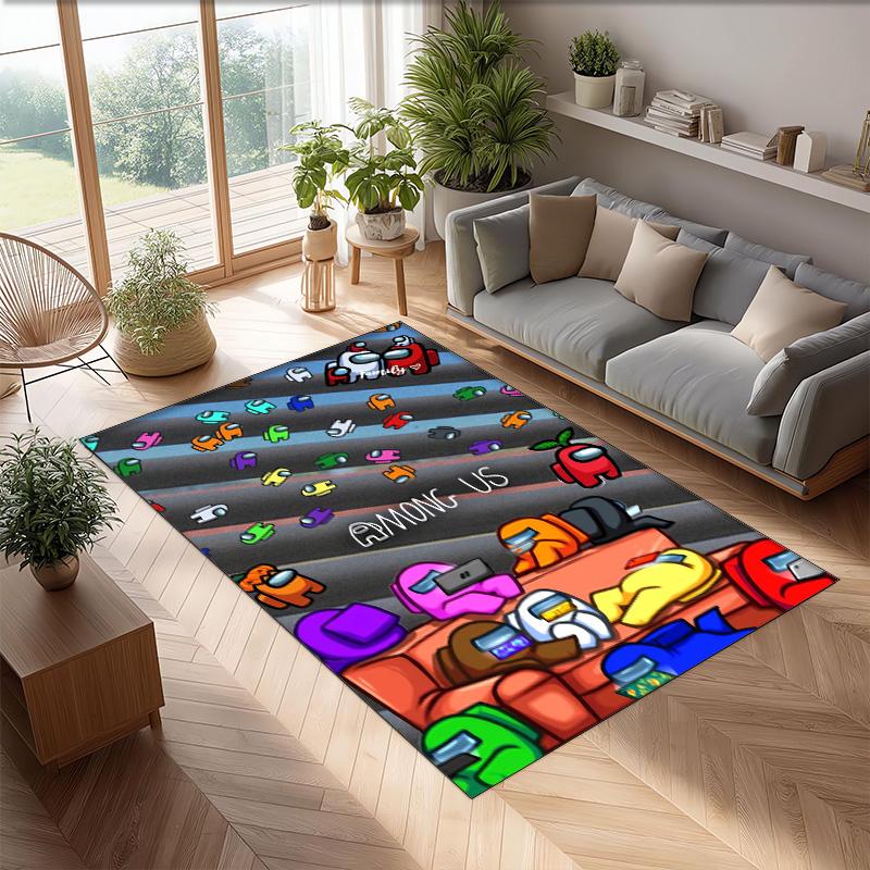 Among Us Crystal Velvet Rug, Soft Anti‑Slip Crystal Velvet Carpet for Living Room Bedroom Home Decor