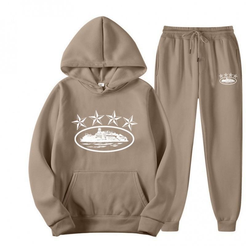 Unisex Oversized Hooded Sweatshirt Set Casual Streetwear Tracksuit Loose Fit Cotton Blend