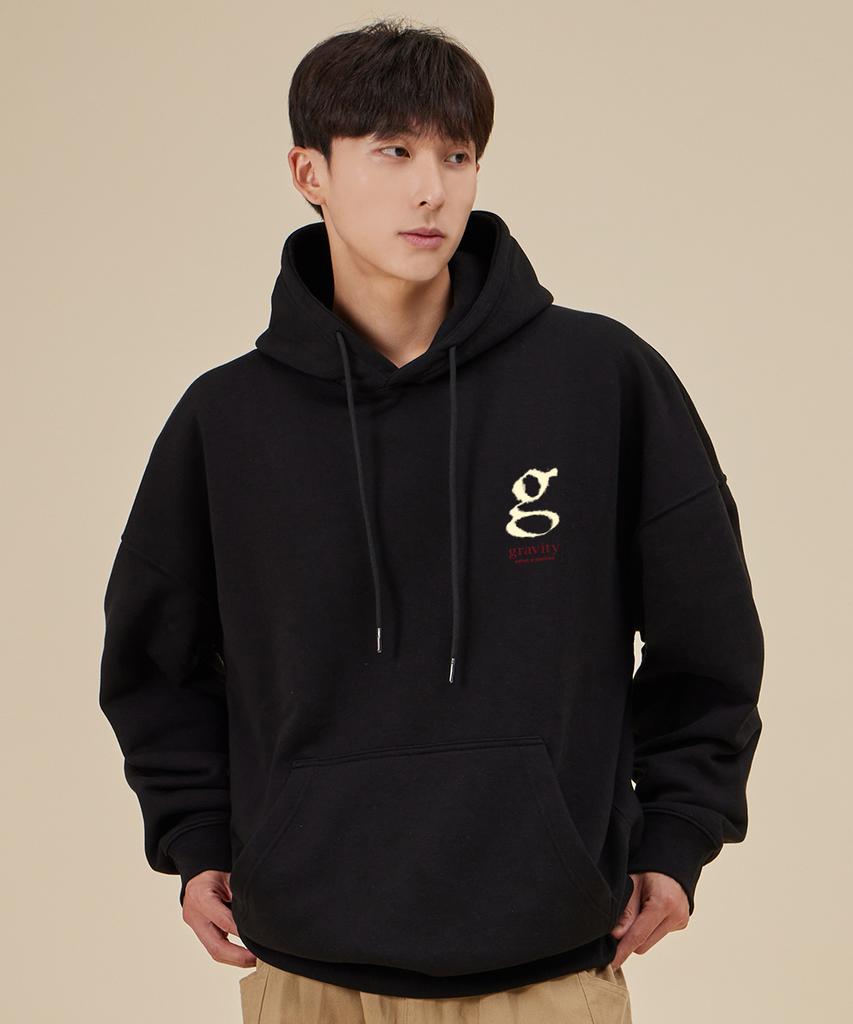 SIGNATURE Gravity Oversized Wide Shoulder Hoodie_Black
