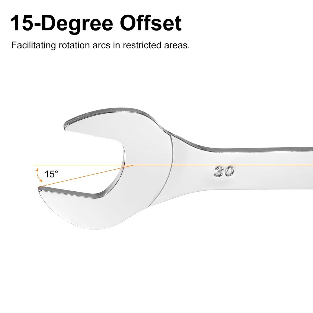 uxcell Metric Wrench 30mm x 32mm Chrome Vanadium Steel Slim Wrench Tool for Tight Space Repairs Ultra-thin Open-End
