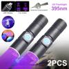 1/2pc 395nm UV Lamp USB Rechargeable Ultraviolet Flashlight 3Mode Powerful Mini UV LED Torch Telescopic Zoom UV Light Blacklight