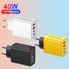 Многопортовое зарядное устройство 2,4А: Двойной Type-C PD + Двойной USB для Мобильных Телефонов, Готов к Путешествиям