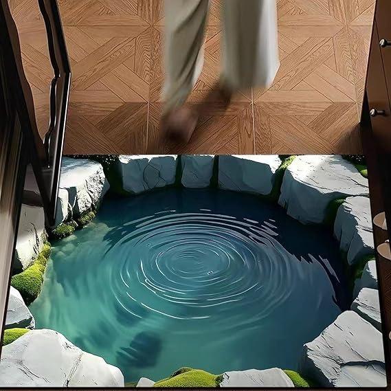 3D-иллюзия бесконечной ямы ковер с краем из красного кирпича нескользящий коврик для уникального декора гостиной Оптическое искусство ковер кухонный ковер