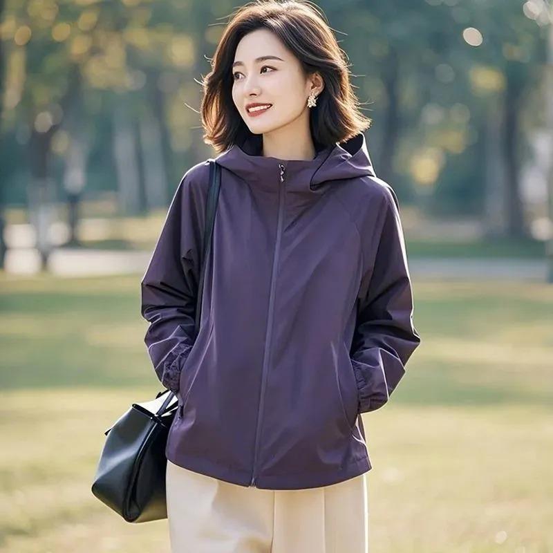 2025 Spring New Women's Clothing Unique Casual High-end Fashionable Top Hooded Blue Jacket
