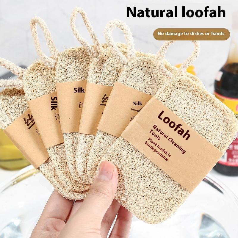 6pcs Natural Luffa Dish Towel Washing Cloth Sponge Loofah Scrub Pad Dish Pot Oil Stain Removing Scrubber Kitchen Clean Brushes P