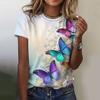 Fashion Woman T Shirt 3d Butterfly Print Crew Neck Short Sleeve Tee Luxury Female T-Shirts Oversized Y2k Clothing For Girls