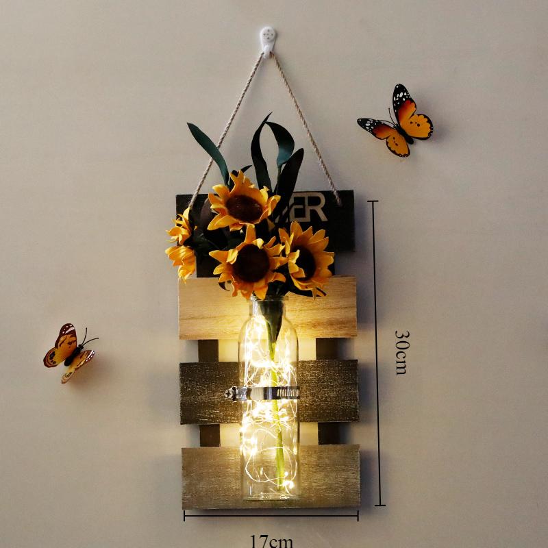 Настенное украшение Ins Style Настенный светильник Nordic Originality Plant Butterfly Background Home Decor Настенные светильники Ваза Лампа для спальни