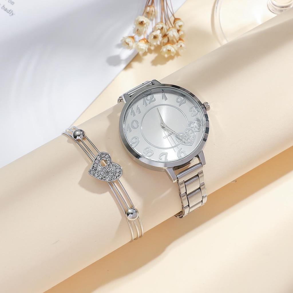 Набор женских летних модных кварцевых часов со стальным браслетом из 5 предметов