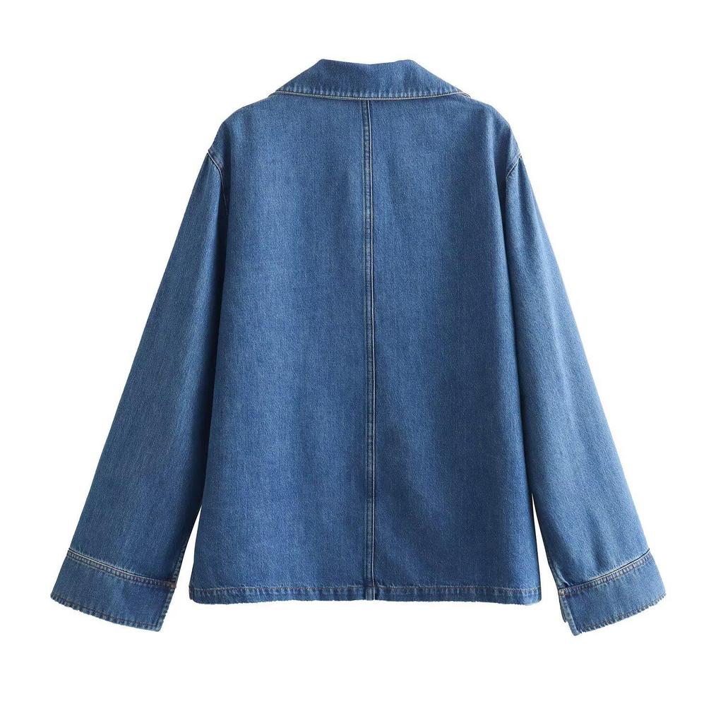 Летний женский комплект: свободная джинсовая рубашка и джинсы, выбеленный синий деним, 2024