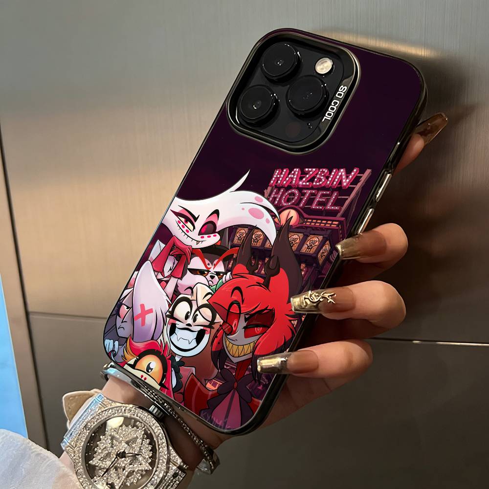 A-Angel Dust H-Hazbin H-Hotel Чехол для телефона для iPhone 17,16,15,14,13,12,11 Plus Pro Max Цветной Серебряный Чехол для телефона