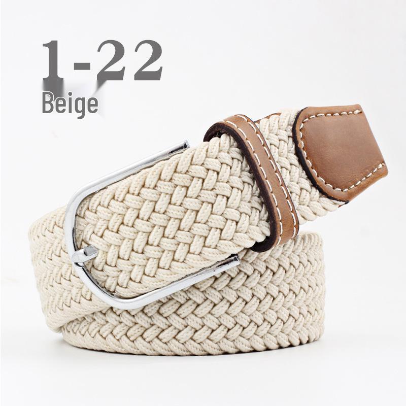 Korean Style Elastic Braided Canvas Belt with Pin Buckle for Men and Women