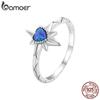 BAMOER 925 Sterling Silver Purple Heart-shaped Opal Astral Ring  for Women Original Design Jewelry