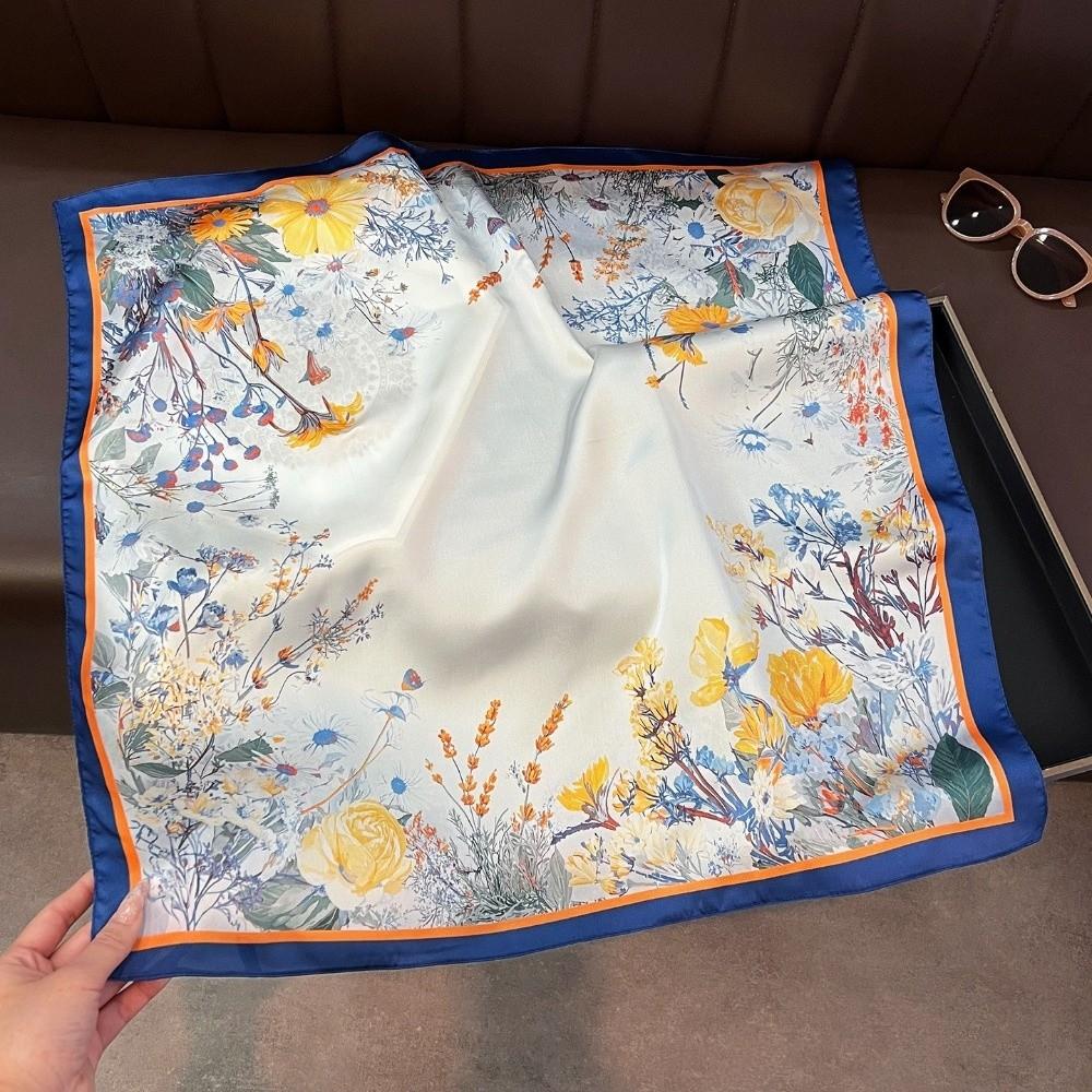 Soft Head Scarf Silk Hijab Foulard Luxury Square Scarf Women Female