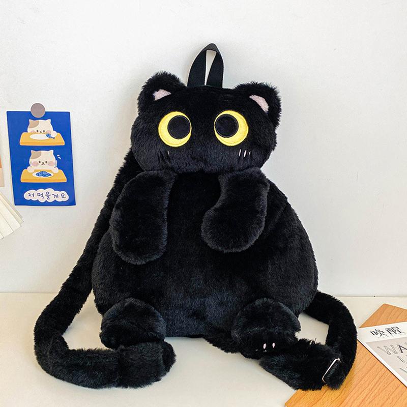 Кавайный плюшевый рюкзак в виде кошки, милый рюкзак большой вместимости с мягкими игрушками, мультяшный плюшевый рюкзак с кошкой, подарки на день рождения для детей