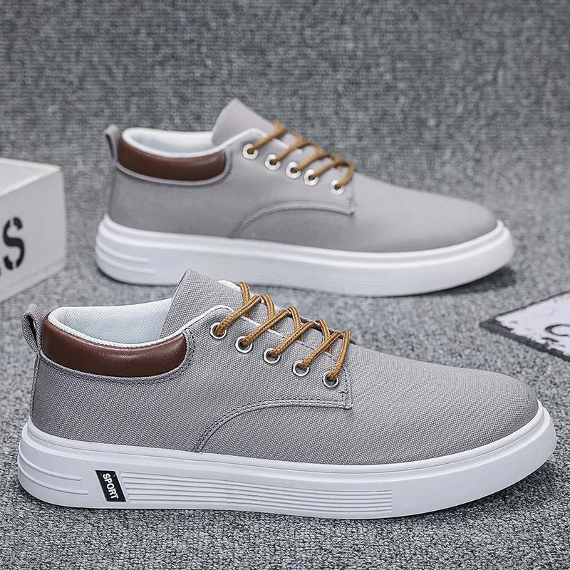 Fashion 2024 New Men Canvas Shoes Breathable Outdoor Mens Casual Shoes Comfortable Spring Autumn Cloth Flats Lacing Walking Sneakers