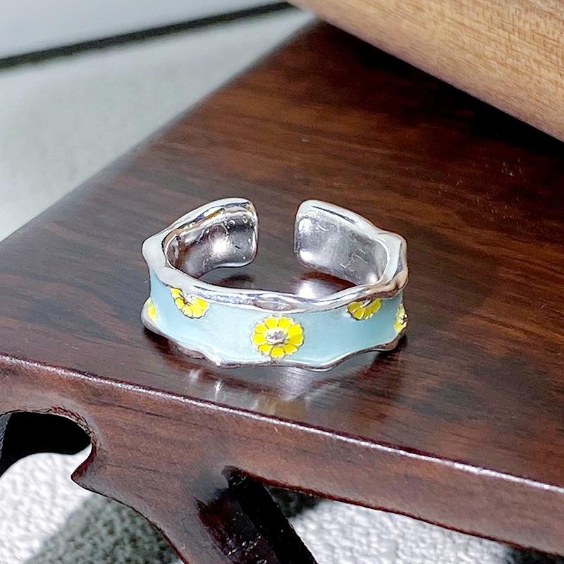[Colorful World] Dopamine Enamel Oil Drip Zircon Ring Butterfly Flower Personality Advanced Sense Ring Female