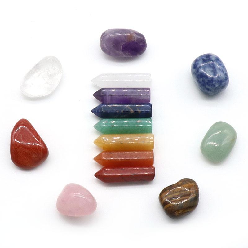 14PCS Natural Stone Set 7 Chakra Reiki Healing Stone Quartz Mineral Ornament Healing Gemstone Home Decoration Craft Stones Gifts