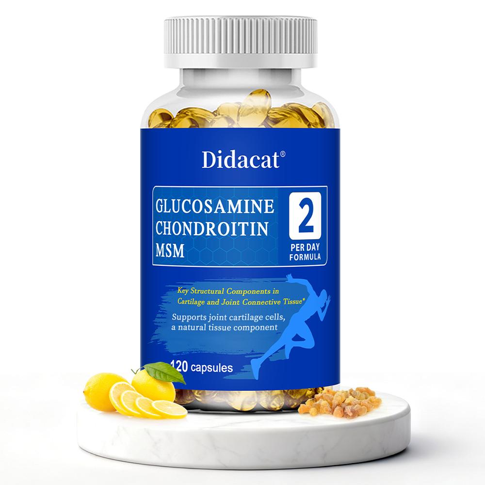 Didacat Glucosamine Chondroitin MSM Capsules, Joint Support Supplement with Collagen & Boswellia, 120 Capsules Dietary Supplement