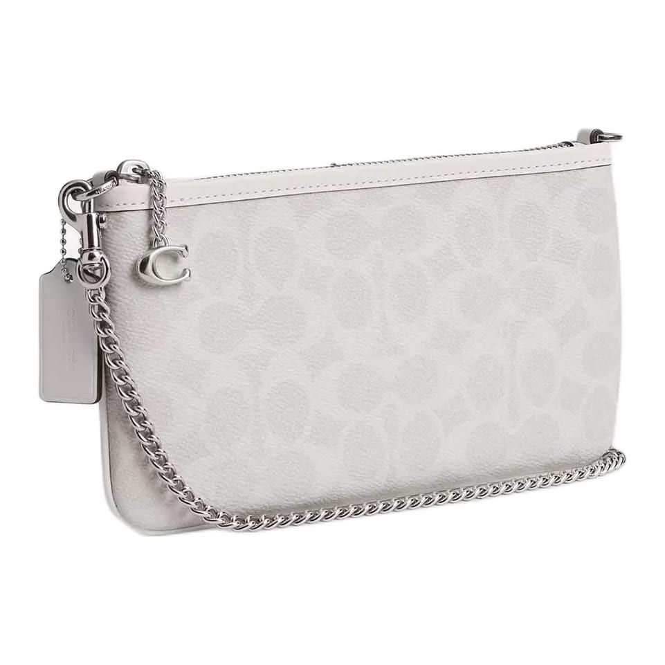 COACH Pouch Calfskin Handbag, Shoulder Bag Small Women's Chalk White CAF88-LHXUN