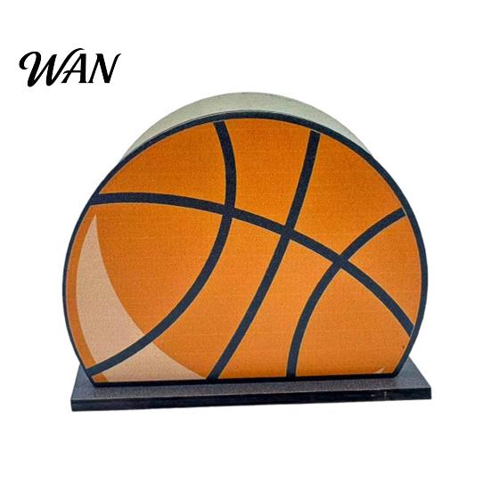 One-hand Paper Towel Dispenser Sports Ball Napkin Holder for Table, Freestanding Wooden Dispenser, Football Tabletop Tissue Theme Birthday Party