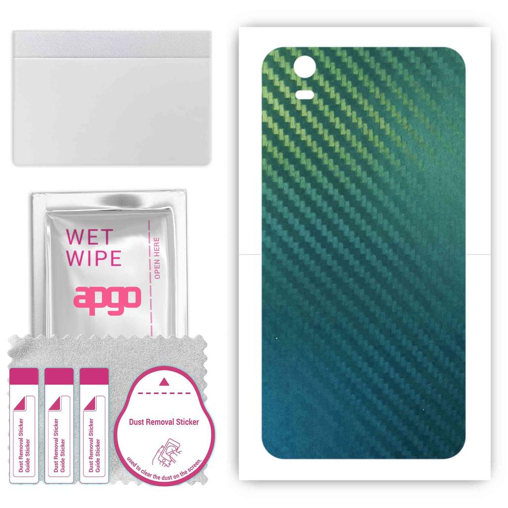 apgo Protective Skin Sticker for the back compatible with Kruger&Matz Move 6 Plus, Wrap Film, Foil, Vinyl - Pattern Carbon Chameleon CAKA1