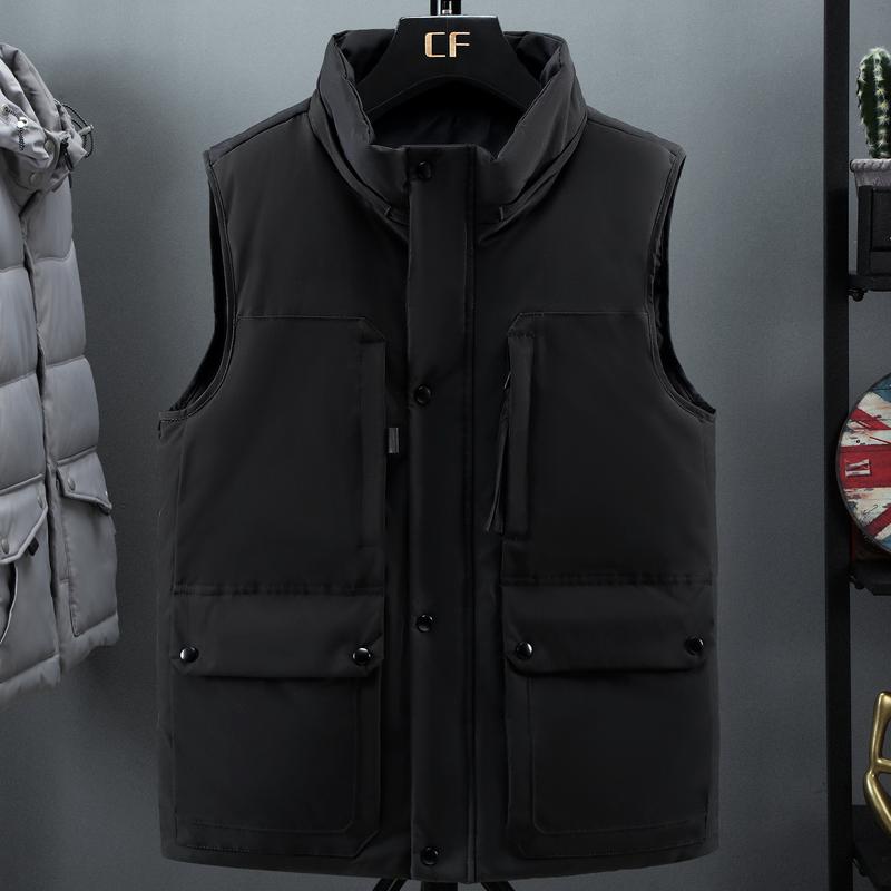 Плюс размер L-7XL зимняя мужская куртка без рукавов с капюшоном повседневный толстый теплый жилет для верхней одежды