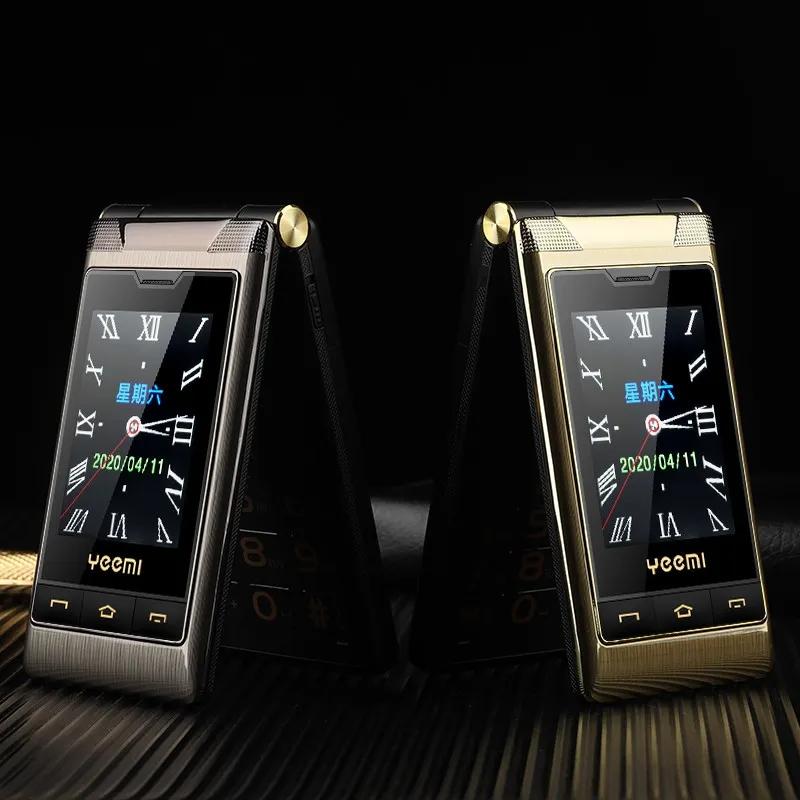 YEEMI G10-1 сотовый телефон подарочный кожаный чехол двойной дисплей две SIM-карты 1800 мАч раскладной мобильный телефон большая клавиатура громкий голос большой шрифт телефон для пожилых людей