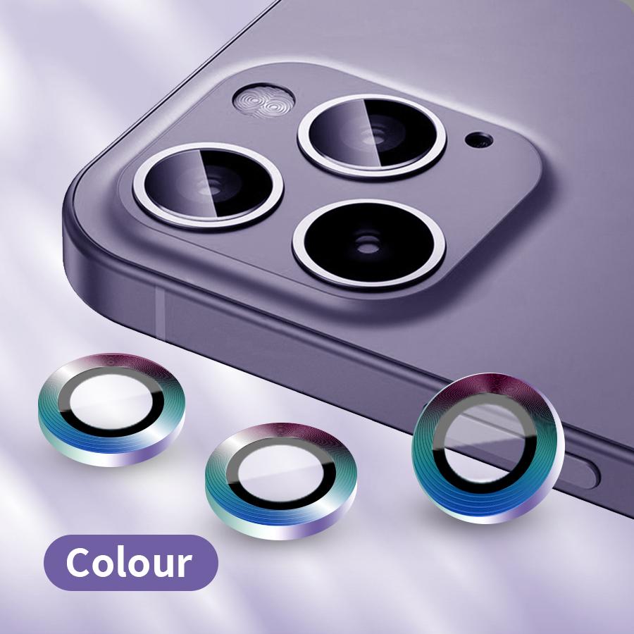 Metal Ring Lens Protector Tempered Glass Camera Cover For iPhone 16 15 14 13 12 11 Pro Max 16 Plus 13 Mini
