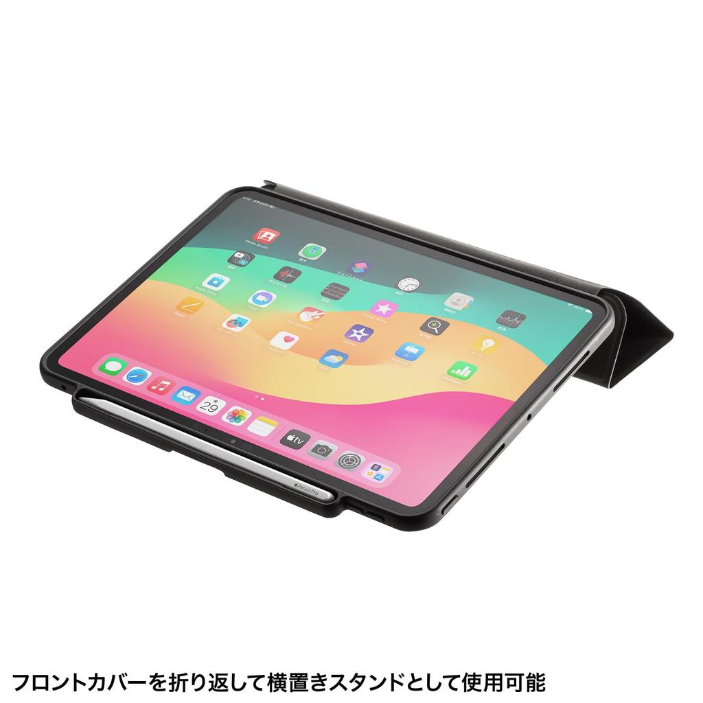 SANWA SUPPLY Чехол для iPad Pro с карманом для хранения стилуса 11 дюймов (М4/2024) (PDA-IPAD1714BK3)