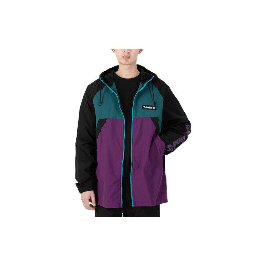 Timberland Color Block Sports Casual Hooded Jacket Men Jackets Green Purple A2BV4-AQ3