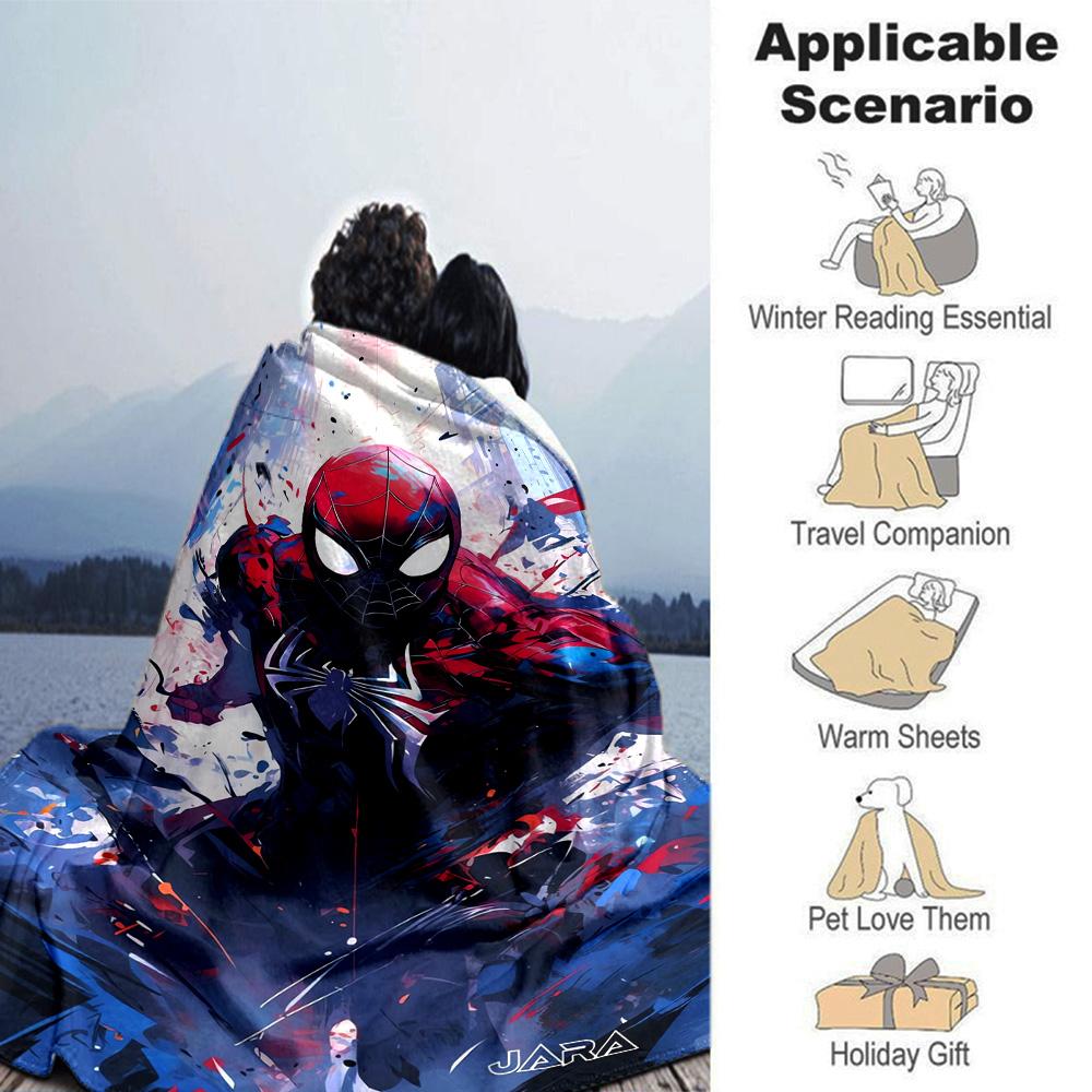 Spiderman Spiderverse Flannel Blanket Super Soft Warm Cozy Blanket For Sofa Bed Office Travel Allseason Home Decor Gift
