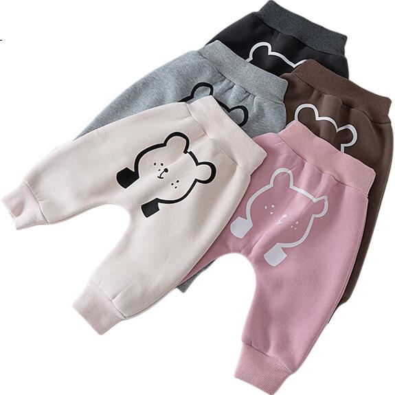 Shubeiyi Baby Pants Big Butt Pants Baby Long Pants Boys and Girls High Waist PP Pants Belly Protection Fleece Warm Coffee Color Size 80
