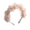 Soft Yarn Headband with Gauze Flowers Faux Pearls Decor Romantic Style Elastic Crown Hairband Parties Weddings Daily Wear